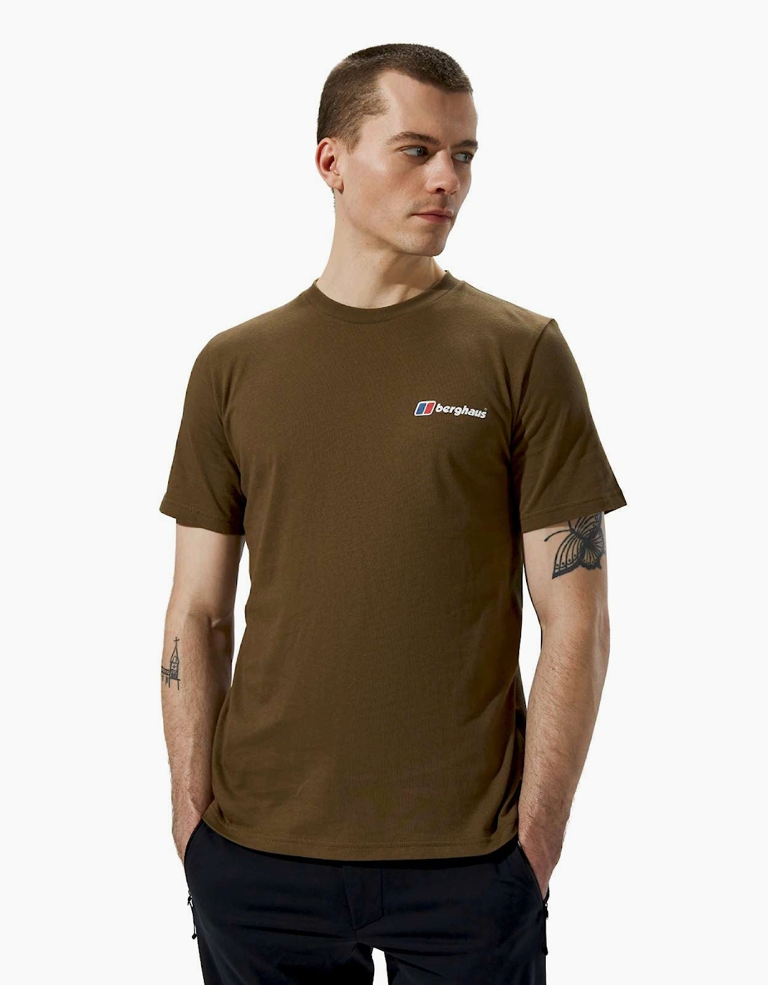 Berghaus Men's Tan Organic Front & Back Logo Cotton T-Shirt - : 38/Regular M