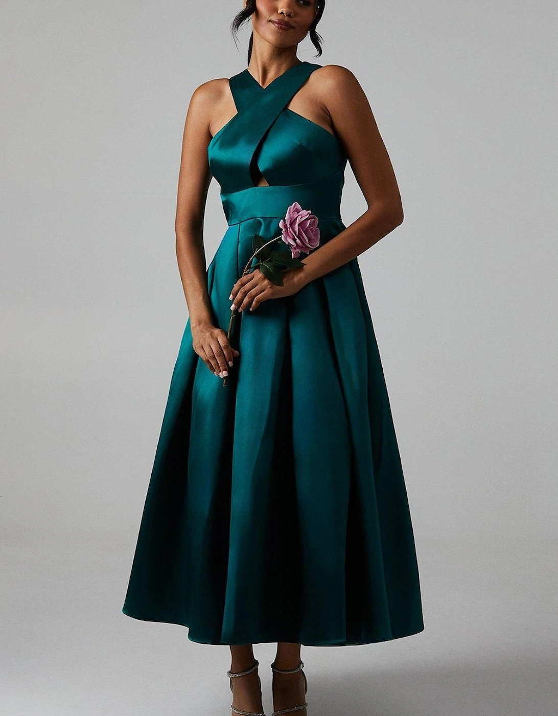 Cross Neck Twill Bridesmaids Dress, 6 of 5