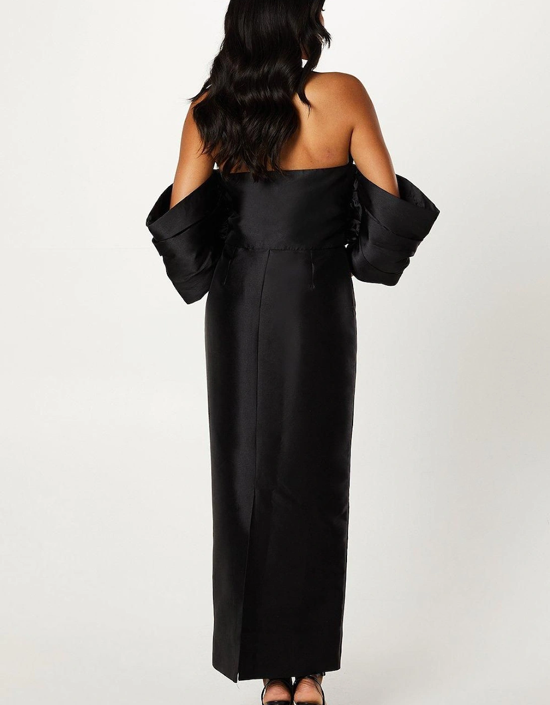 Detachable Shrug Multiway Twill Maxi Dress