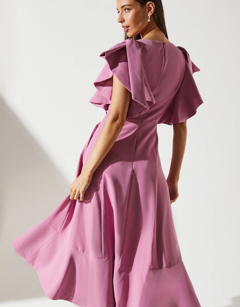 Waterfall Ruffle Wrap Dress