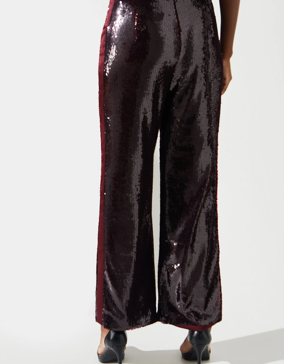 Party Sequin Satin Burgundy Trouser