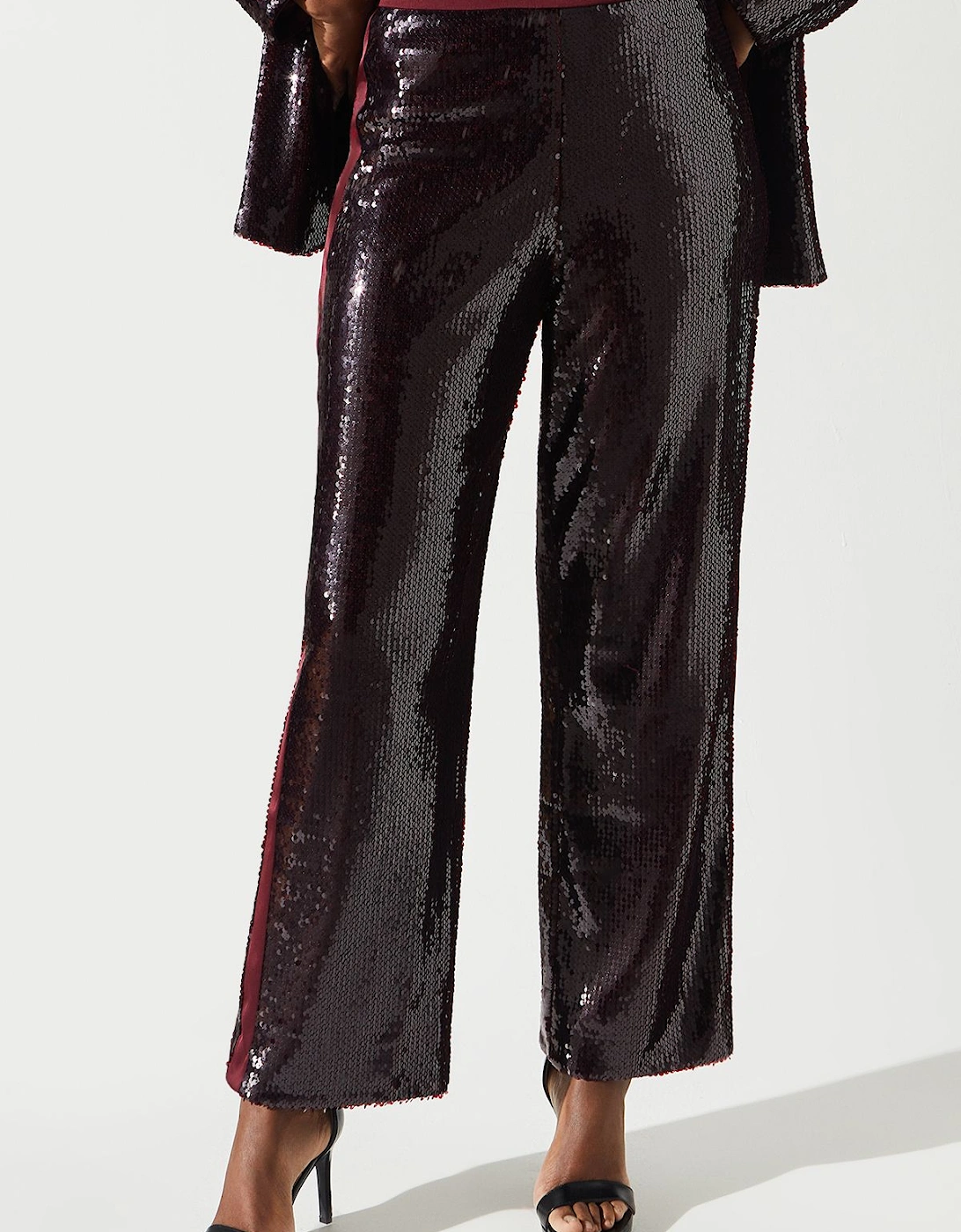 Party Sequin Satin Burgundy Trouser, 6 of 5