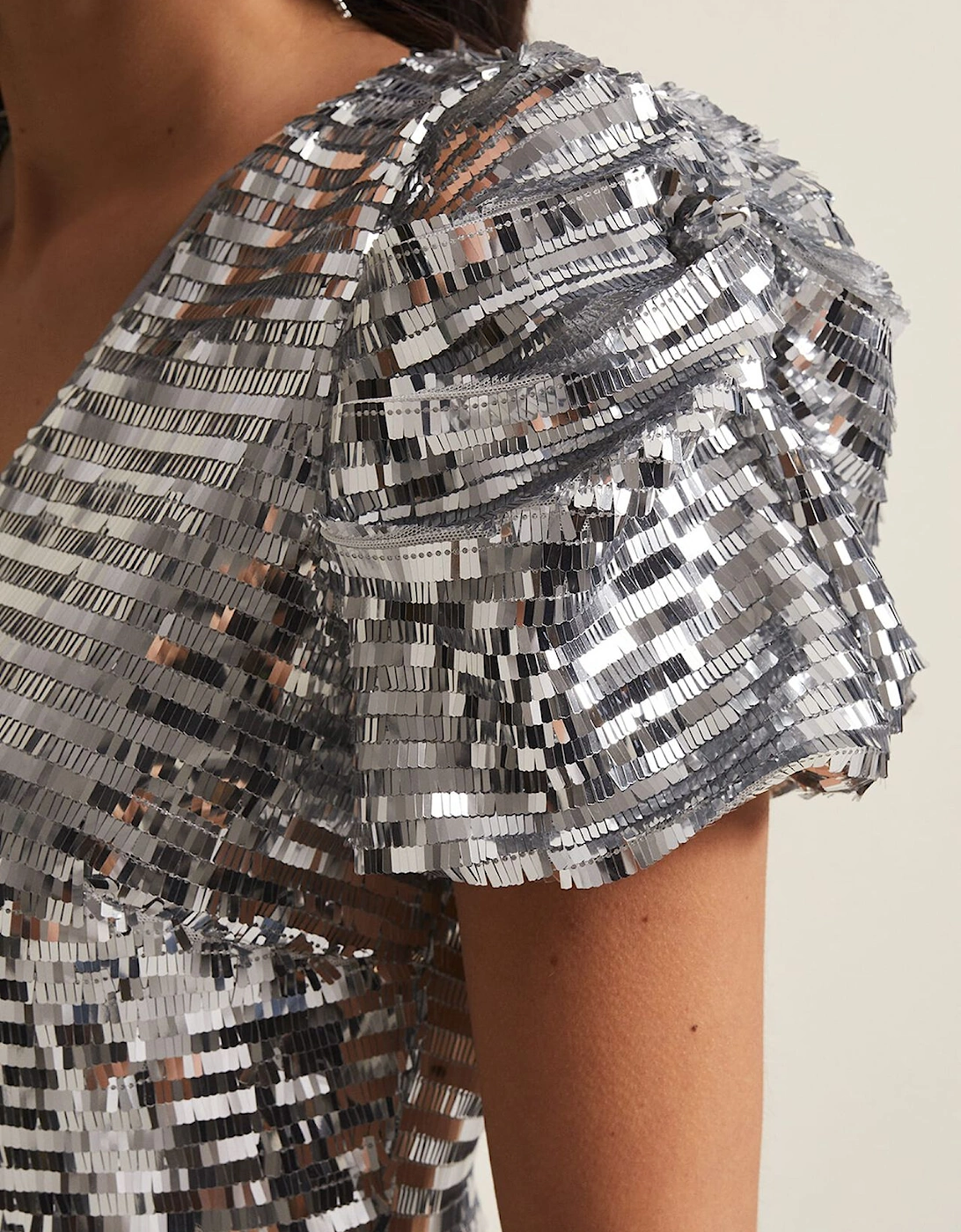 Novalie Silver Sequin Midaxi Dress