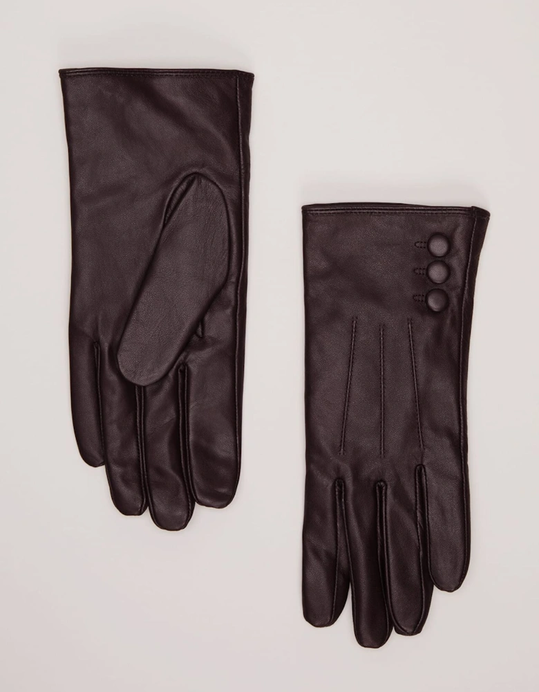 Button Leather Gloves