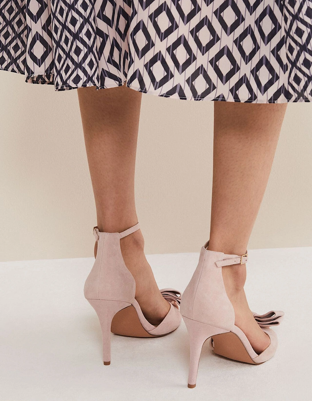 Suede Bow Front Heels