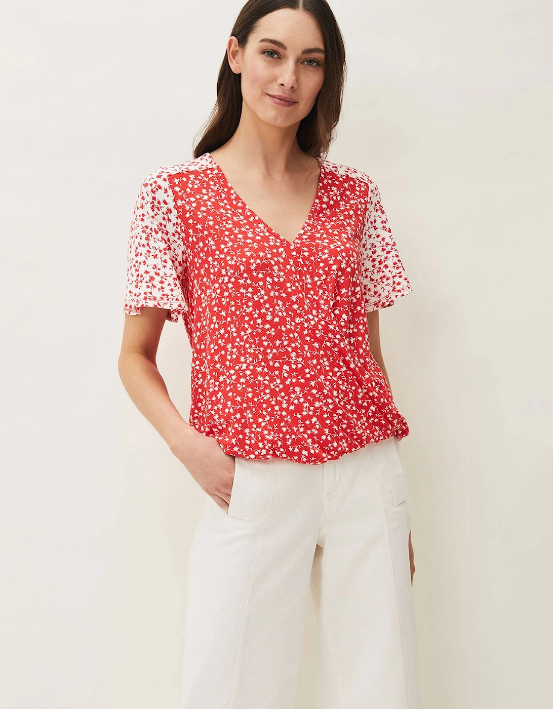 Ebony Ditsy Floral Wrap Top, 7 of 6