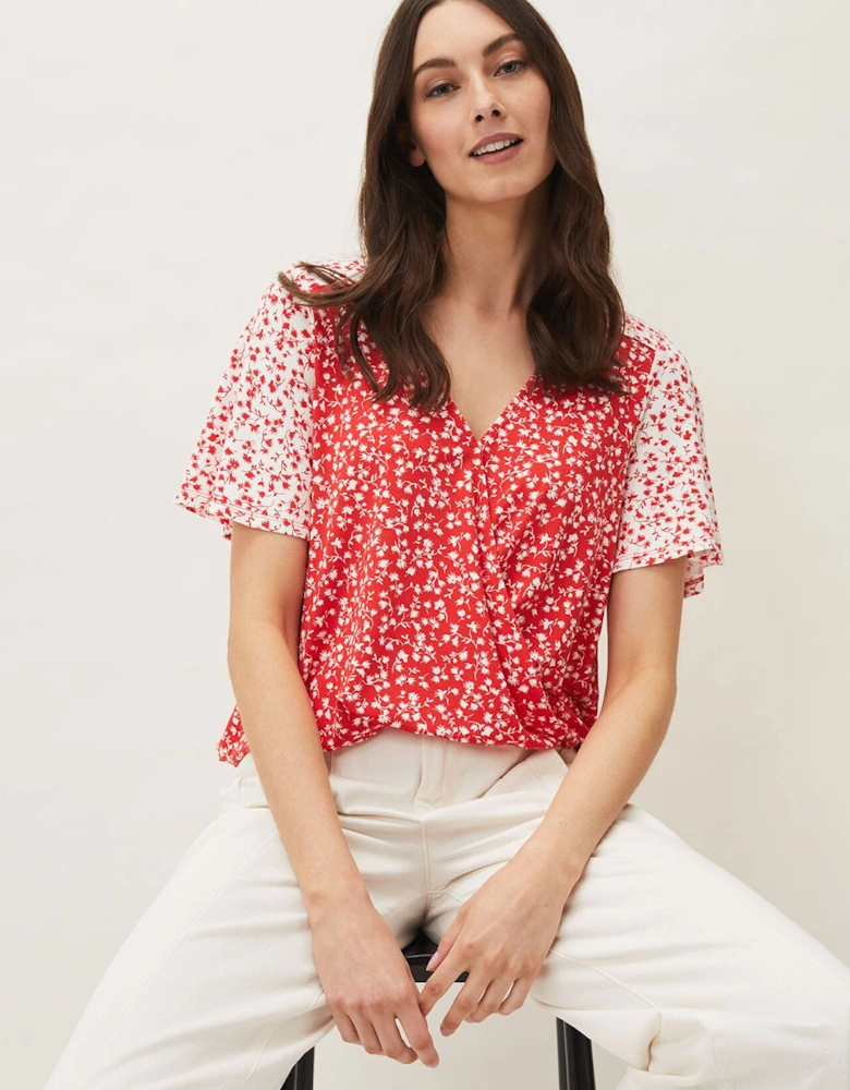 Ebony Ditsy Floral Wrap Top