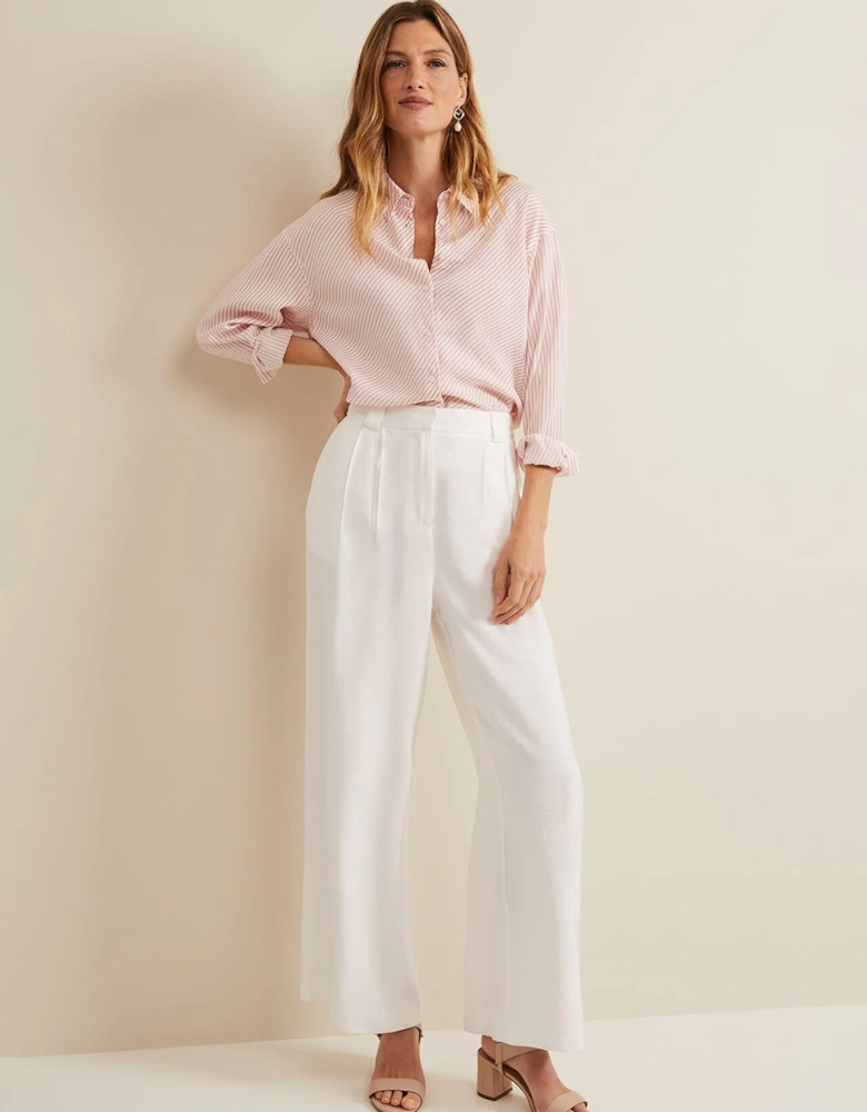 Tyla White Wide Leg Trousers