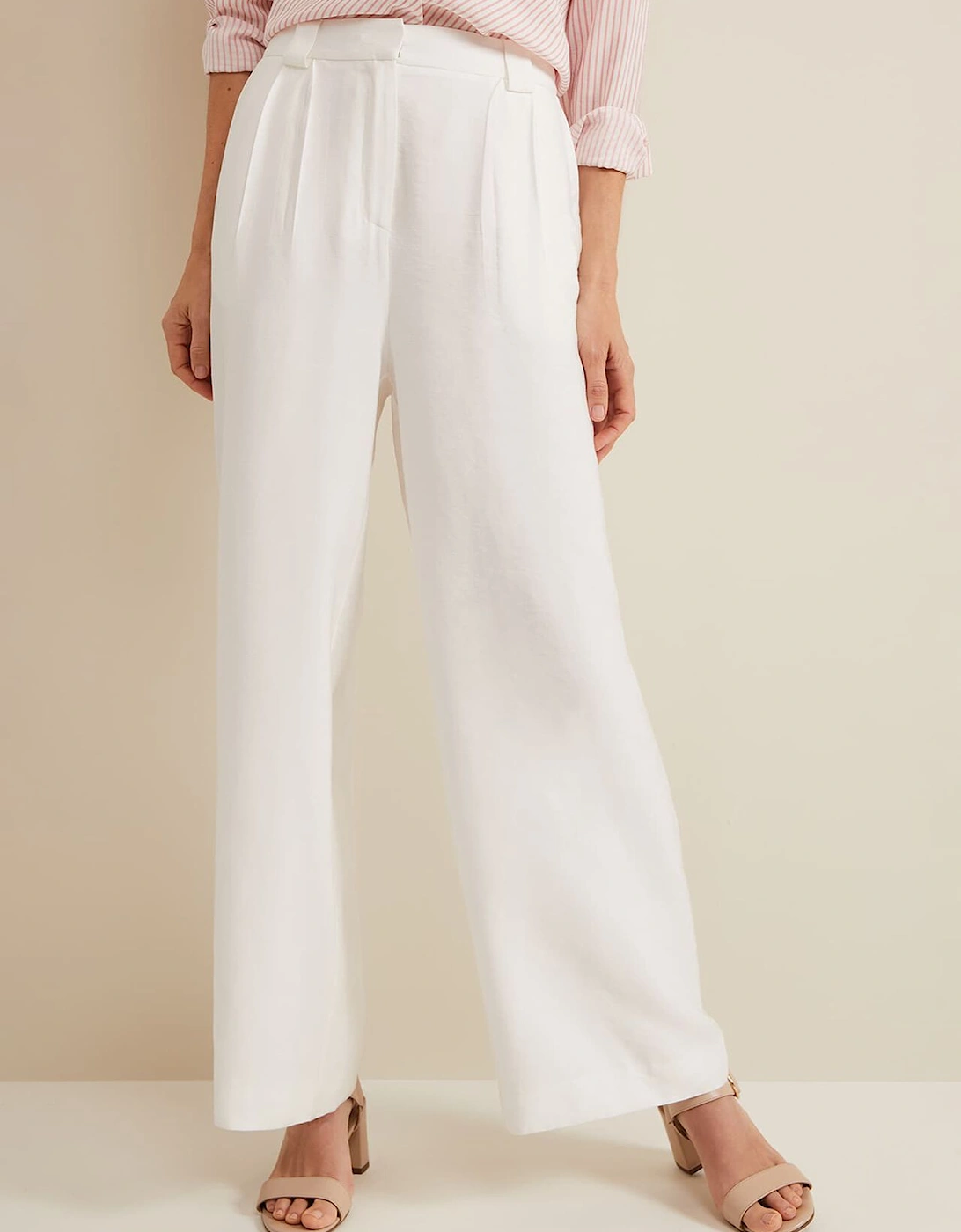 Tyla White Wide Leg Trousers