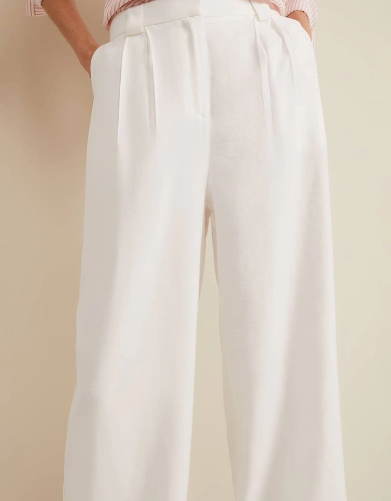 Tyla White Wide Leg Trousers