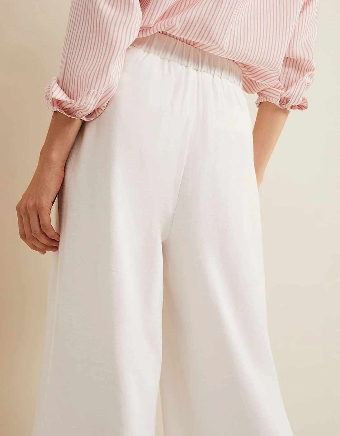 Tyla White Wide Leg Trousers