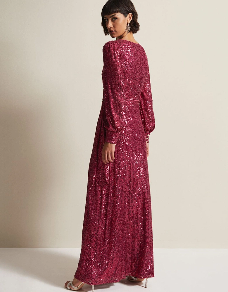 Amily Pink Sequin Maxi Dress