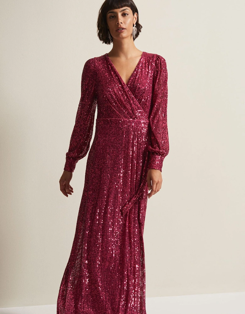 Amily Pink Sequin Maxi Dress