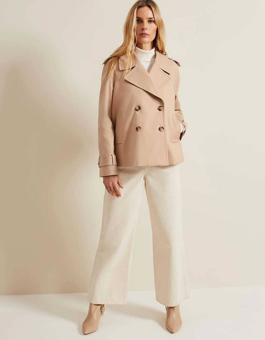 Lola Camel Cropped Trench Jacket