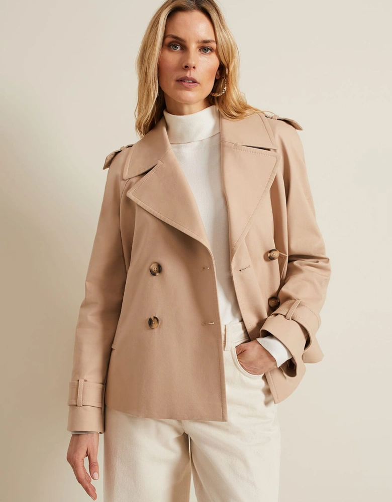 Lola Camel Cropped Trench Jacket