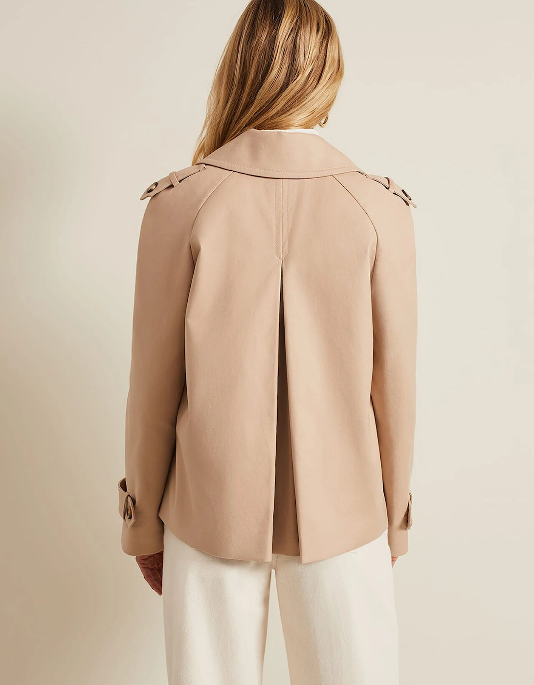 Lola Camel Cropped Trench Jacket