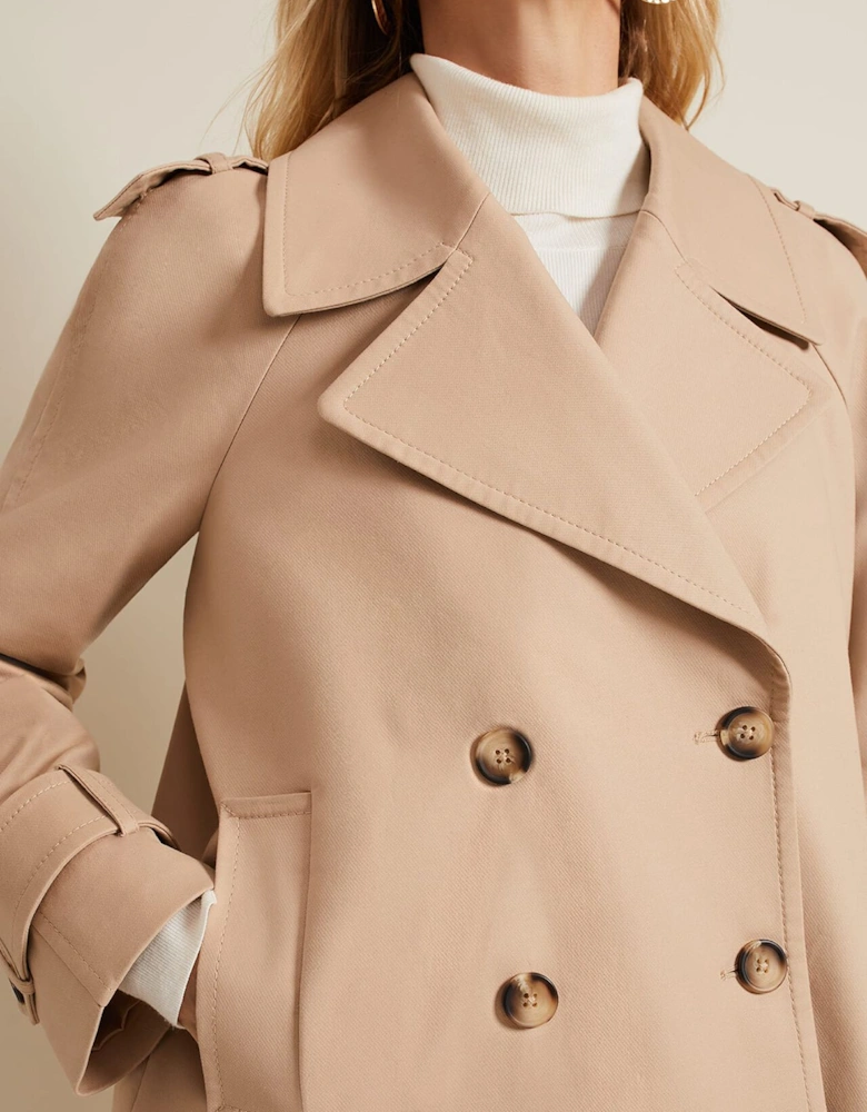 Lola Camel Cropped Trench Jacket