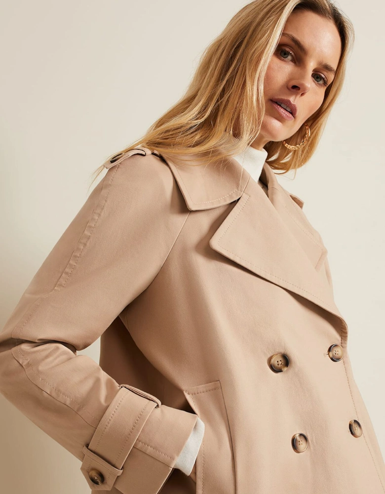 Lola Camel Cropped Trench Jacket