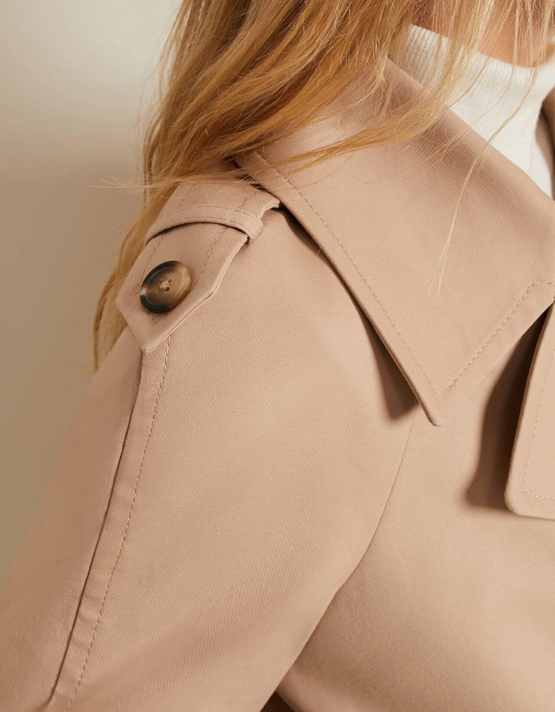 Lola Camel Cropped Trench Jacket