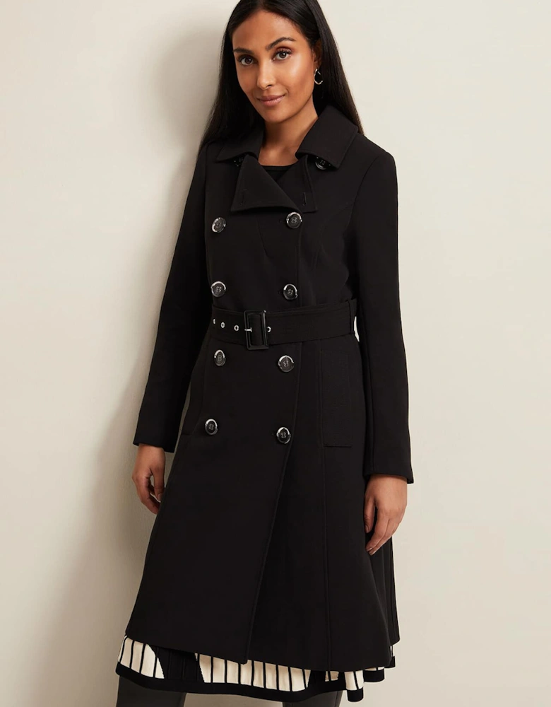 Petite Layana Black Smart Trench Coat