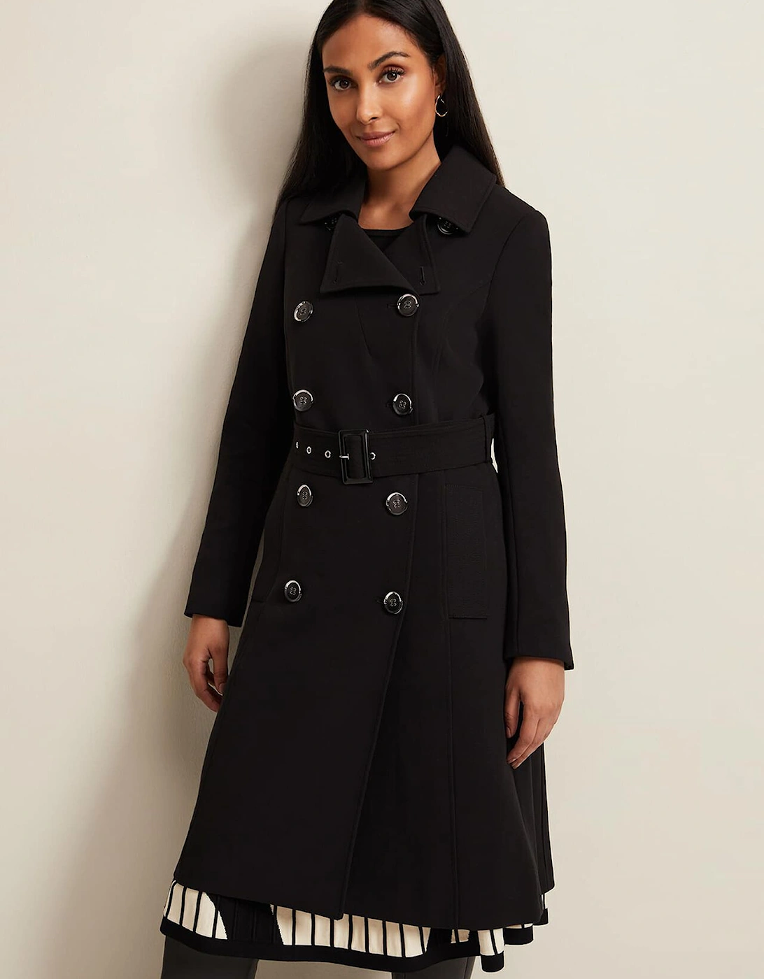 Petite Layana Black Smart Trench Coat, 9 of 8