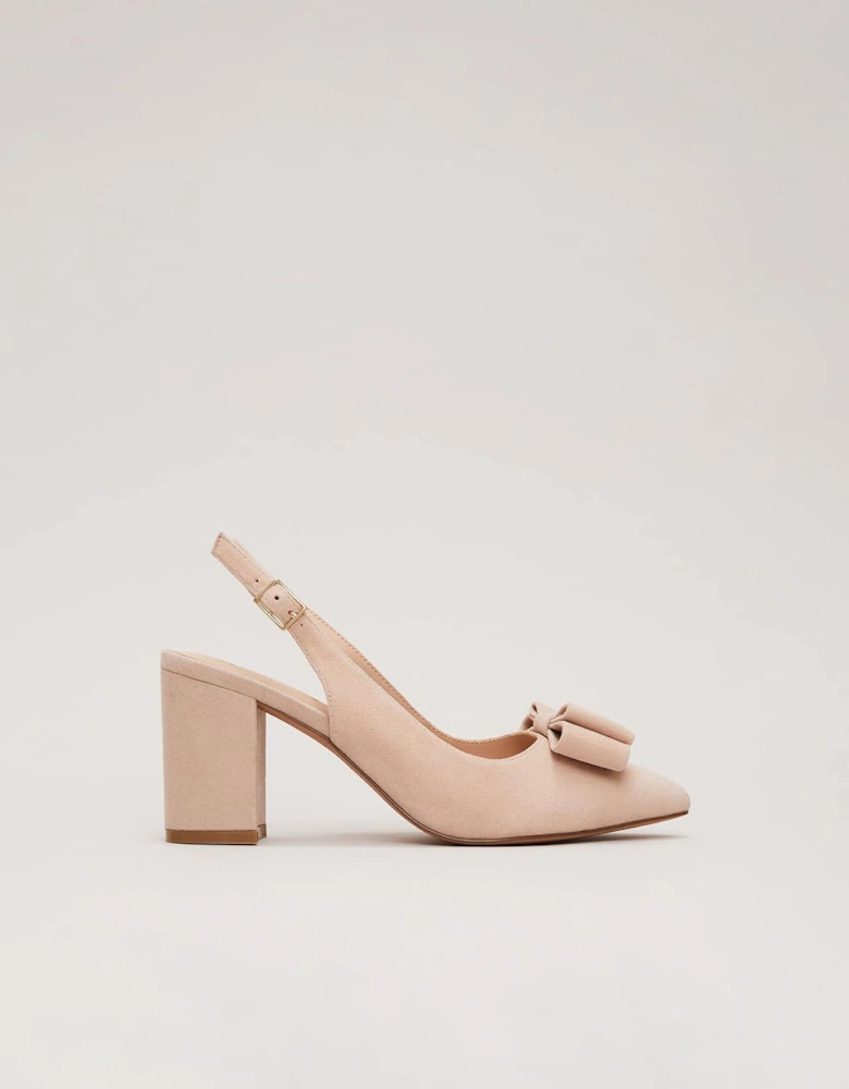 Bow Front Slingback Block Heel Shoes