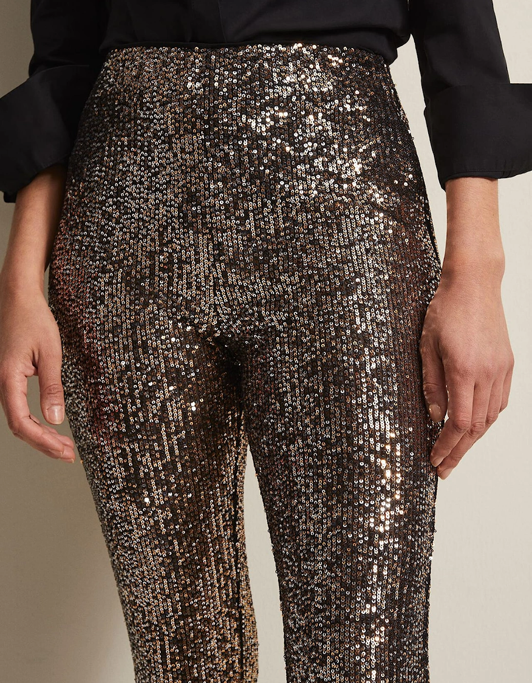 Karmia Gold Sequin Flared Trousers