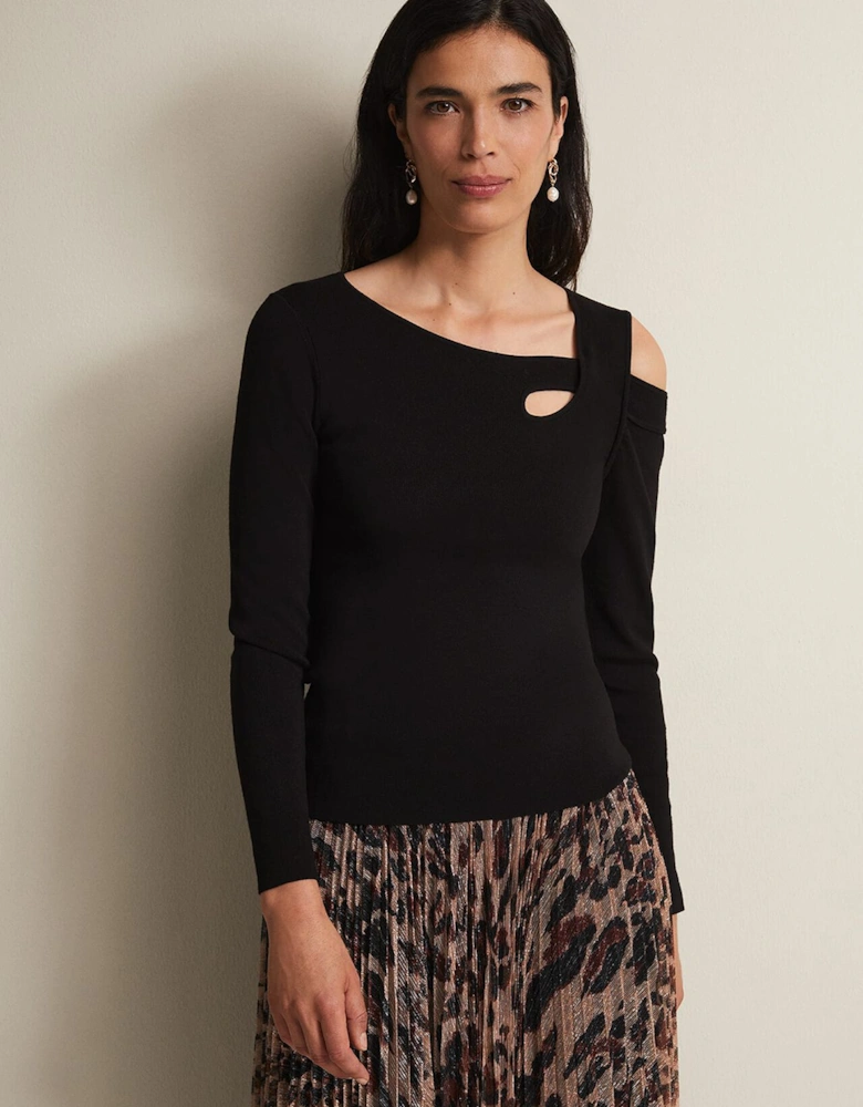 Wren Black Cut Out Knitted Top