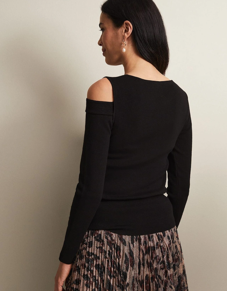 Wren Black Cut Out Knitted Top