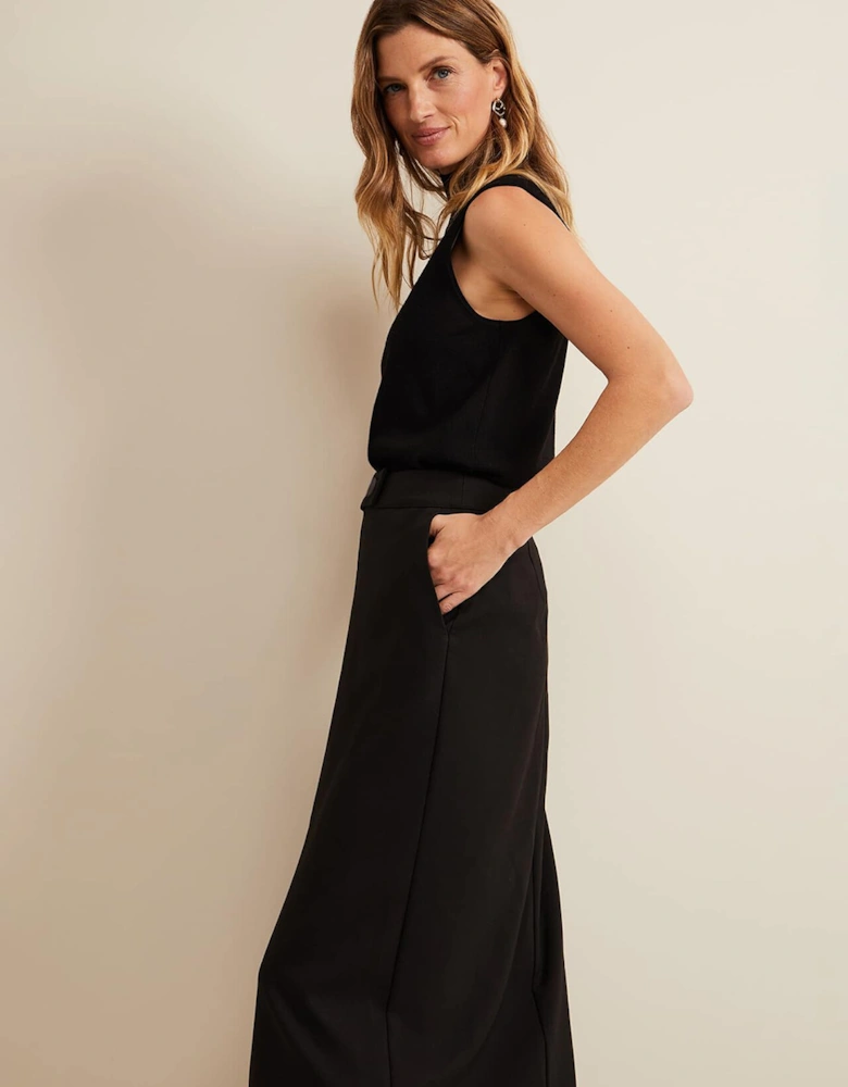 Brynn Black Midi Suit Skirt