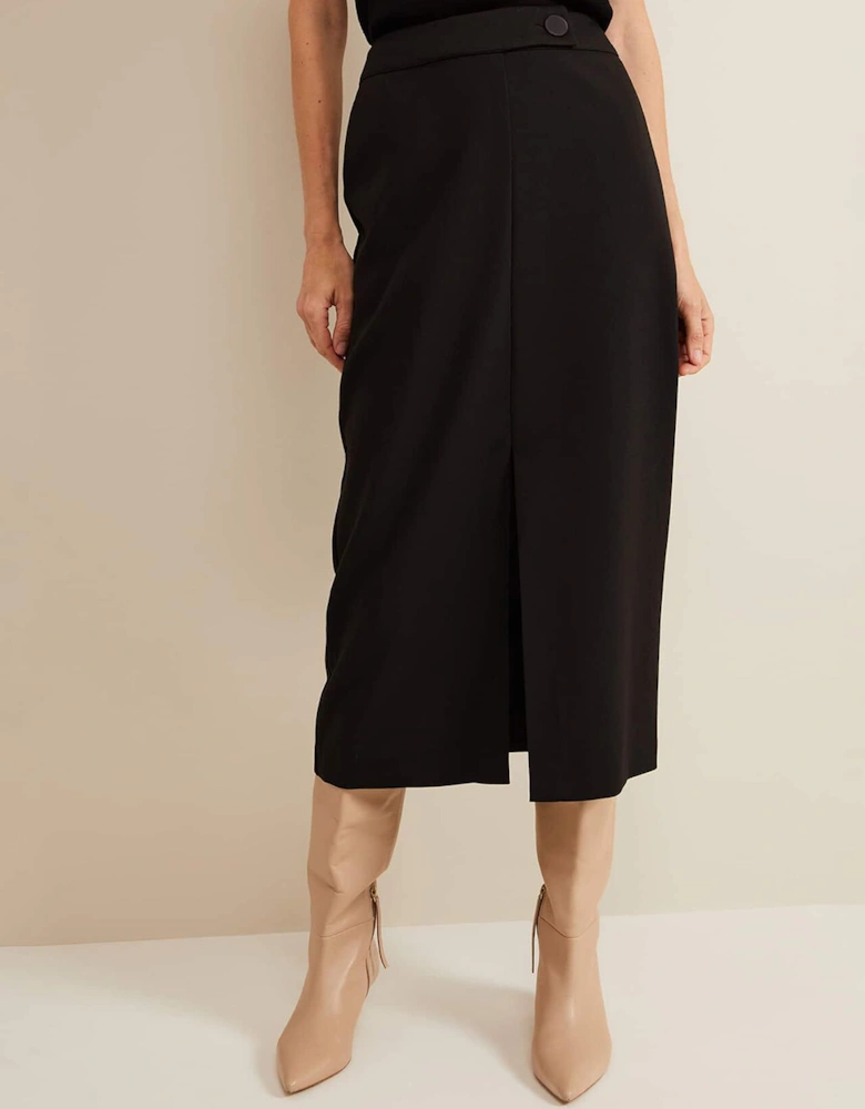 Brynn Black Midi Suit Skirt