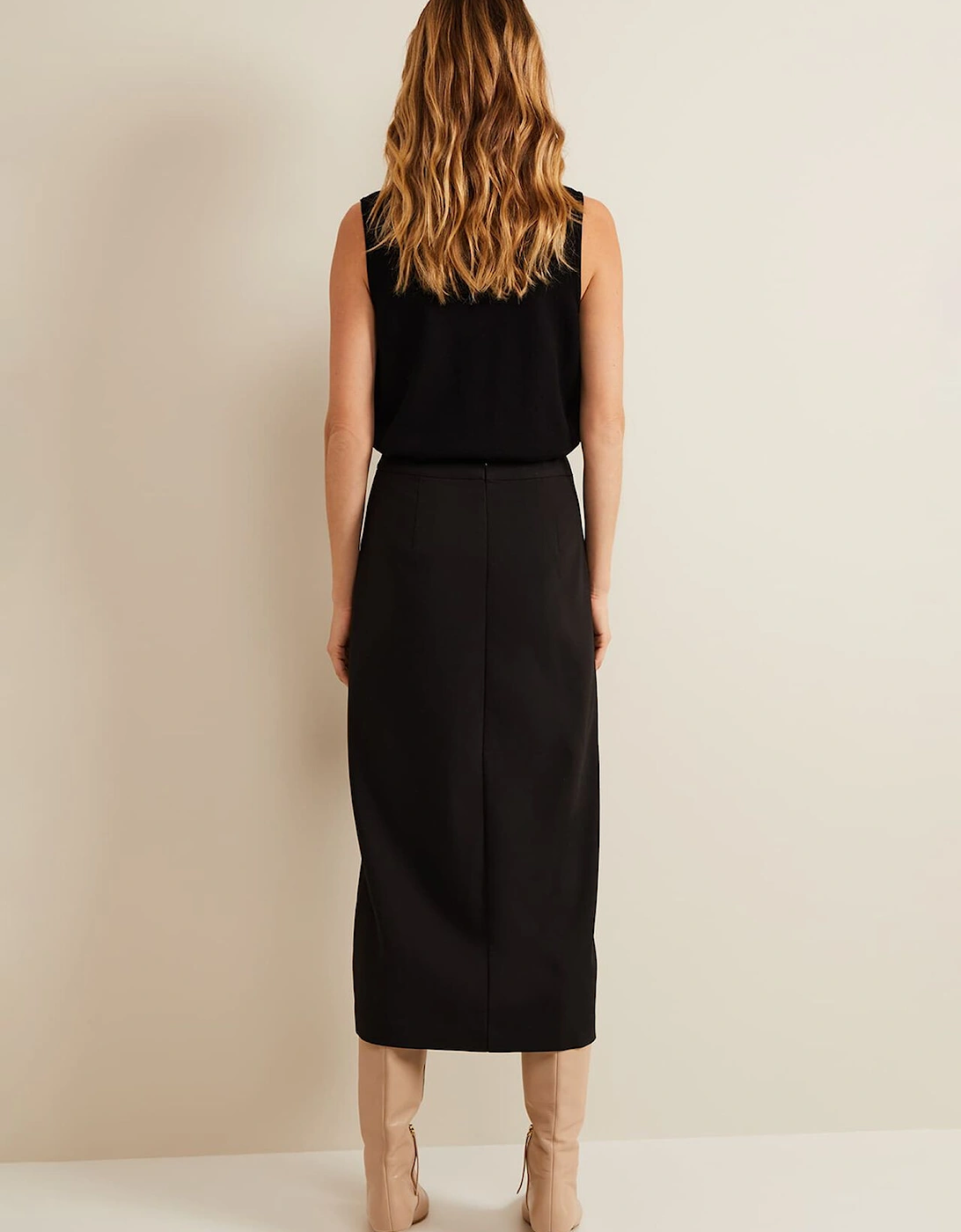 Brynn Black Midi Suit Skirt