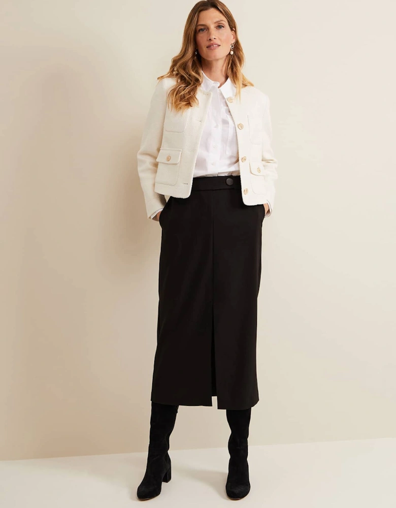 Brynn Black Midi Suit Skirt