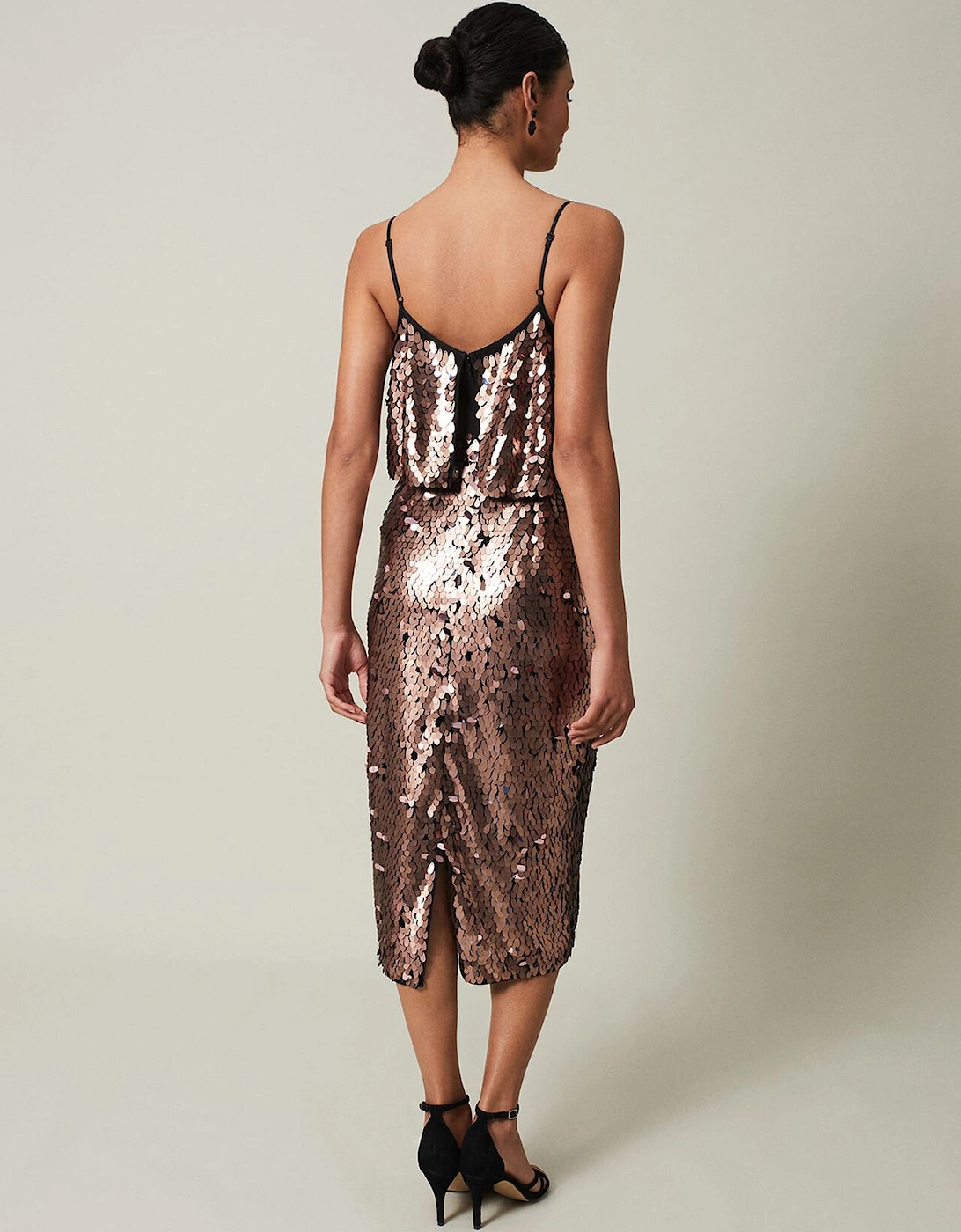 Myka Bronze Sequin Tiered Dress