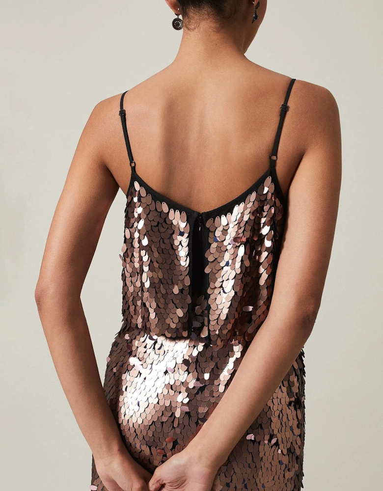 Myka Bronze Sequin Tiered Dress