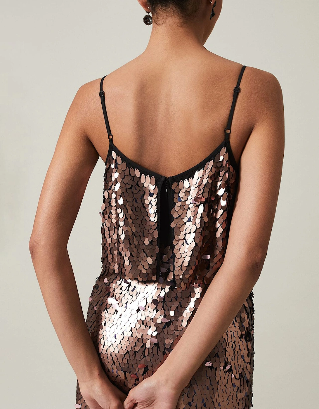 Myka Bronze Sequin Tiered Dress