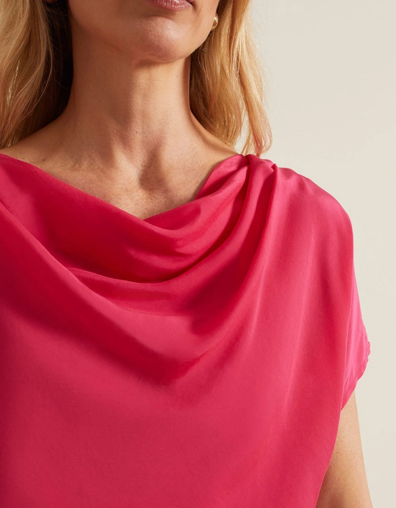 Cheryl Cowl Neck Woven Front Top