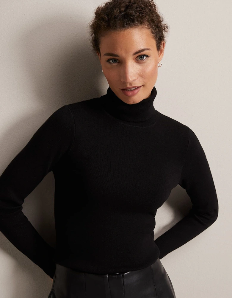 Gwyneth Black Roll Neck Jumper