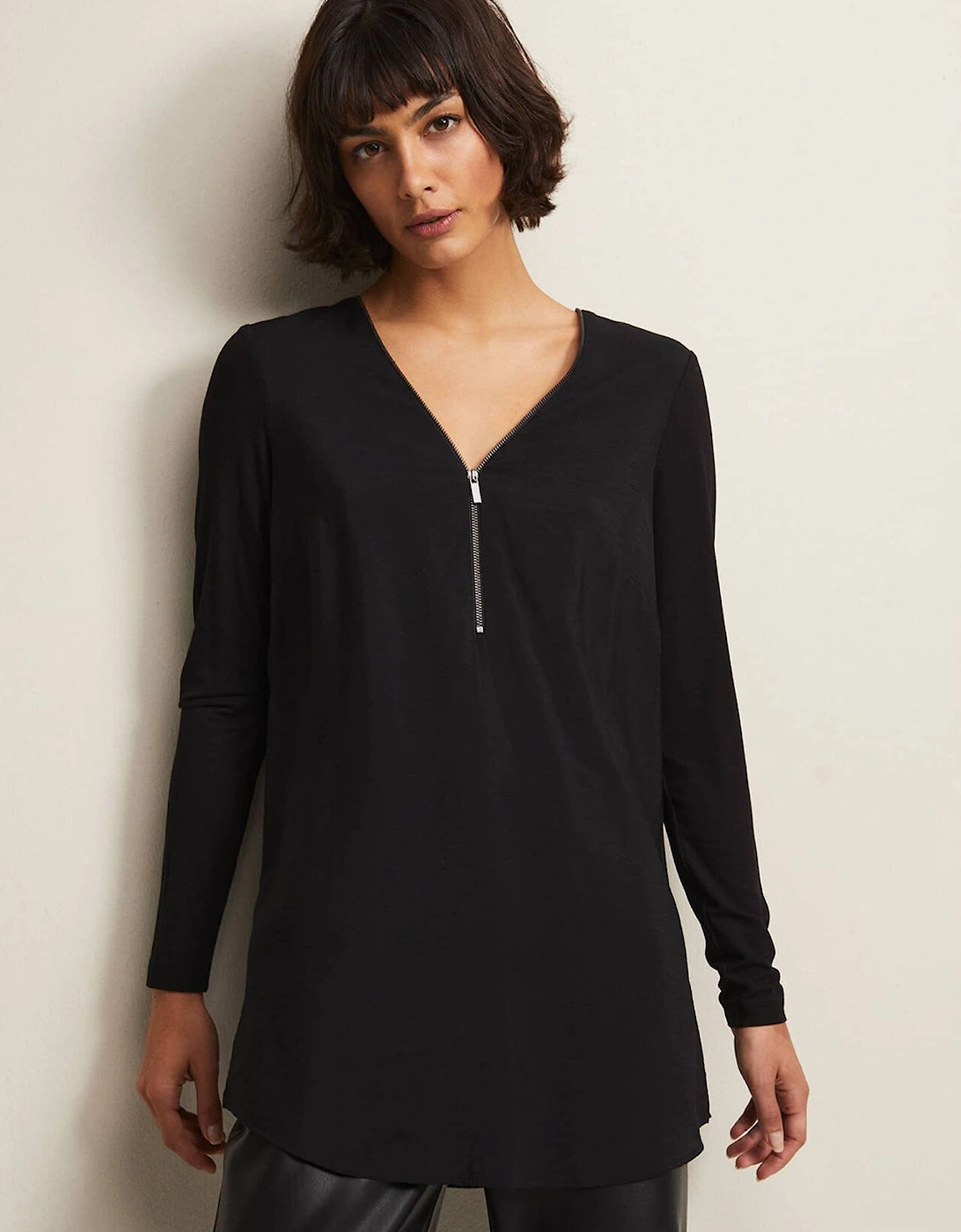 Alaina Longline Zip Detail Tunic