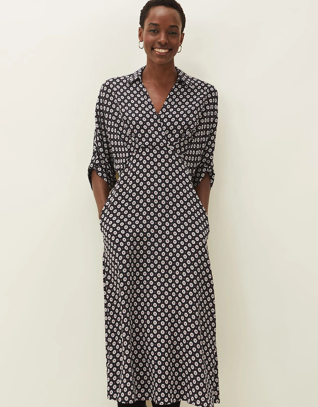 Ryleigh Geometric Print Midi Dress