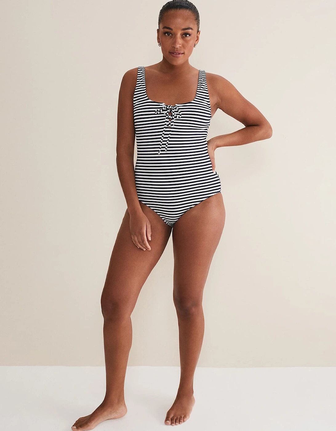 Striped Ribbed Swimsuit