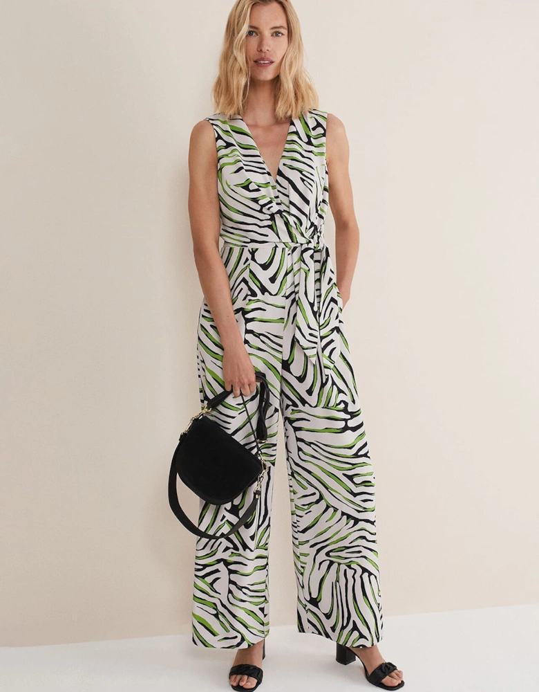 Tamsin Zebra Print Wide Leg Jumpsuit