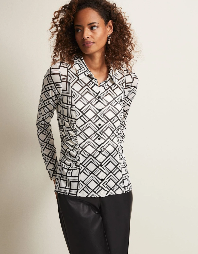 Zaylia Geo Mesh Print Shirt