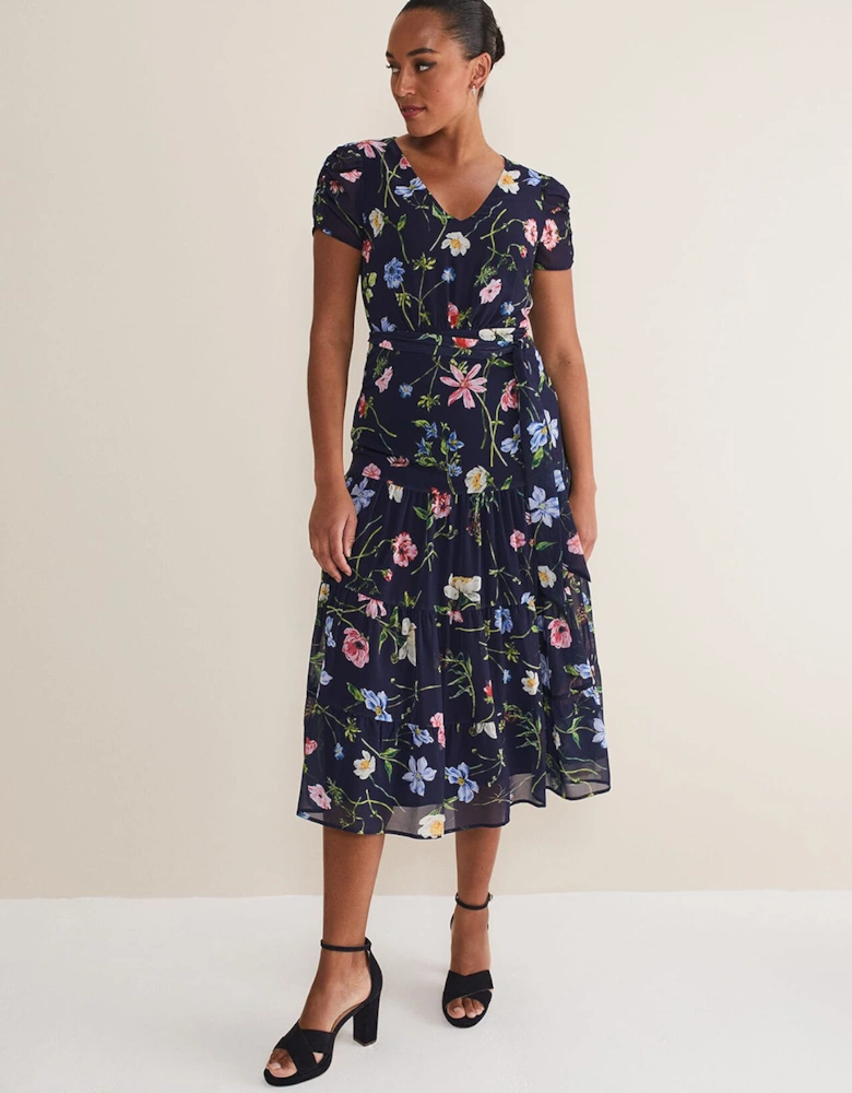 Lola Floral Tiered Midi Dress