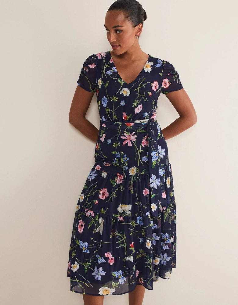 Lola Floral Tiered Midi Dress