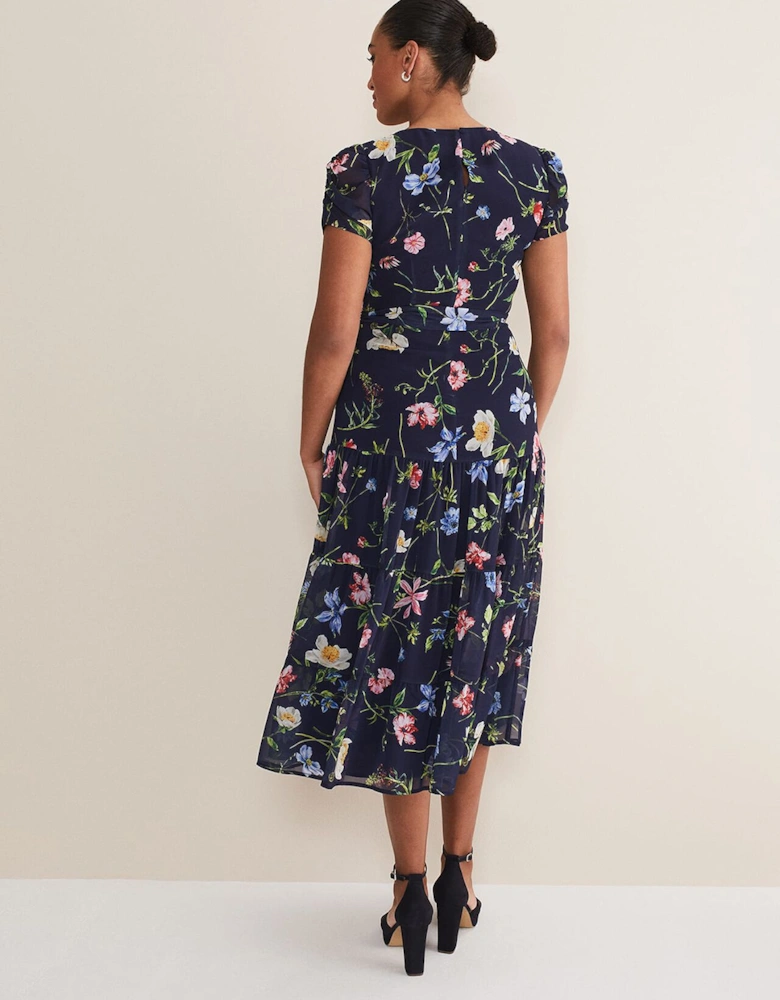 Lola Floral Tiered Midi Dress