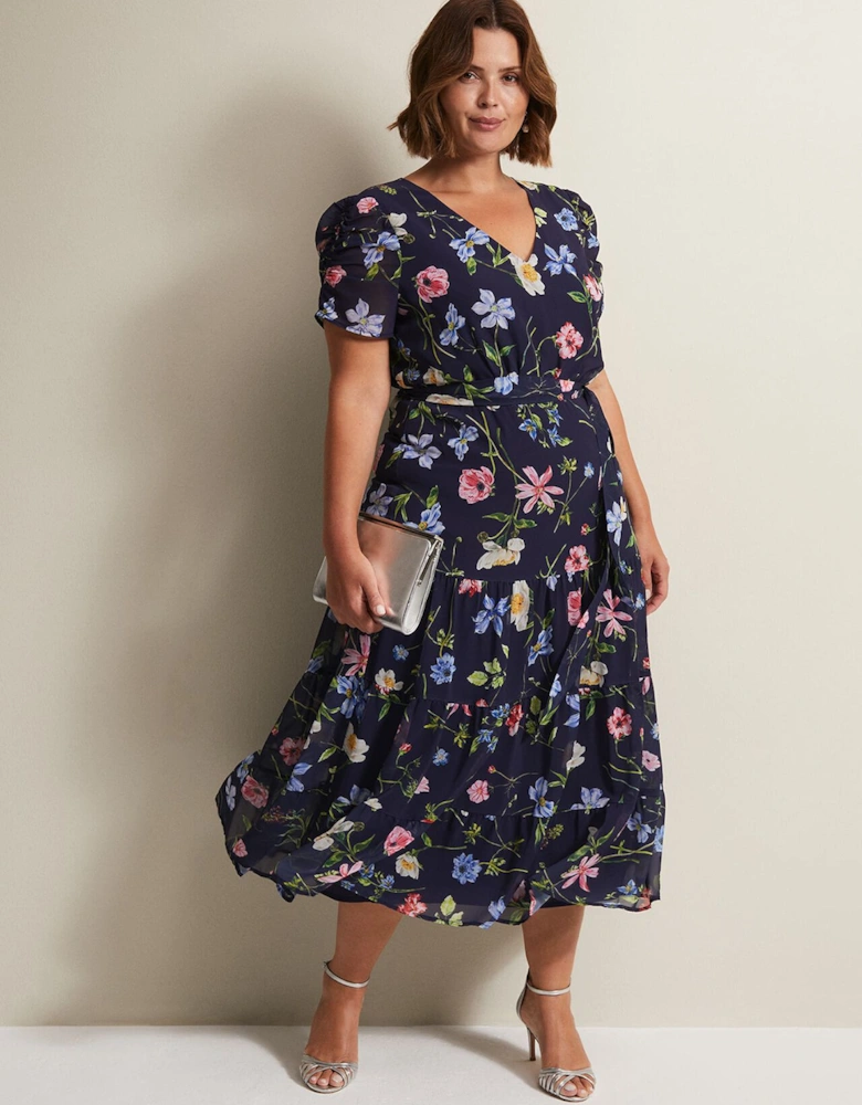 Lola Floral Tiered Midi Dress