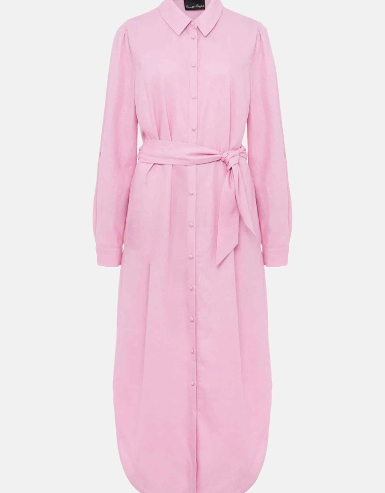 Rosalina Pink Linen Shirt Dress