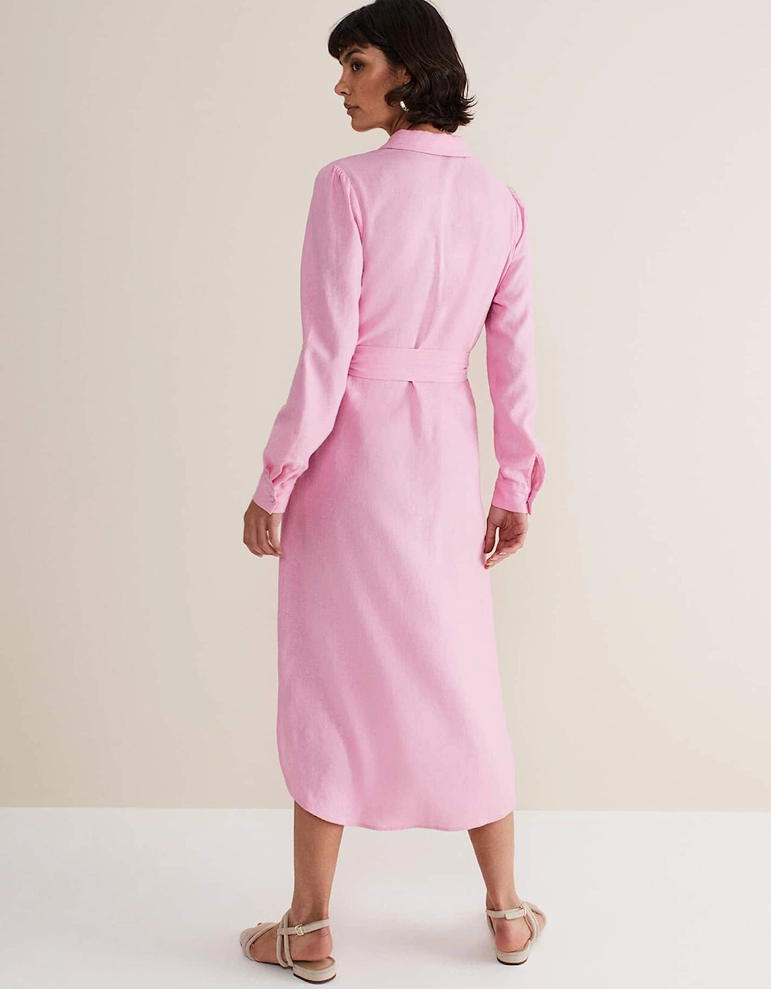 Rosalina Pink Linen Shirt Dress