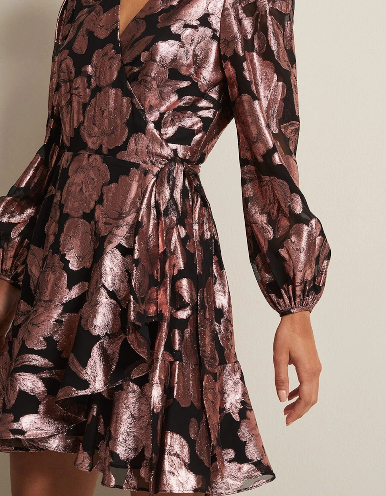 Juniper Foil Jacquard Wrap Dress